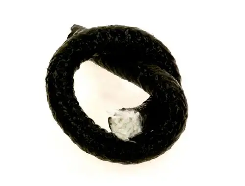 Schwarze, gewundene Dichtschnur von Bosch mit glatter Oberfläche. Die Schnur hat einen geschlossenen Ring.